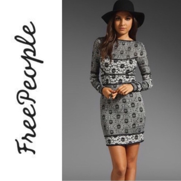 Free People Dresses & Skirts - Free People Botanical Forest Open Knit Floral Long Sleeve Dress Fall Boho Goth
